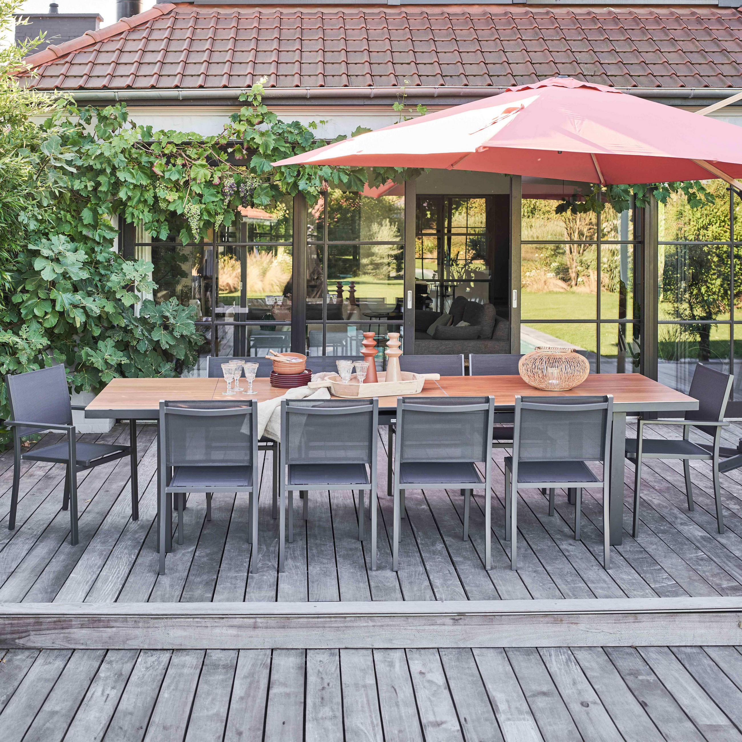 GARTENSET, Schwarz - Braun, Metall - Oviala