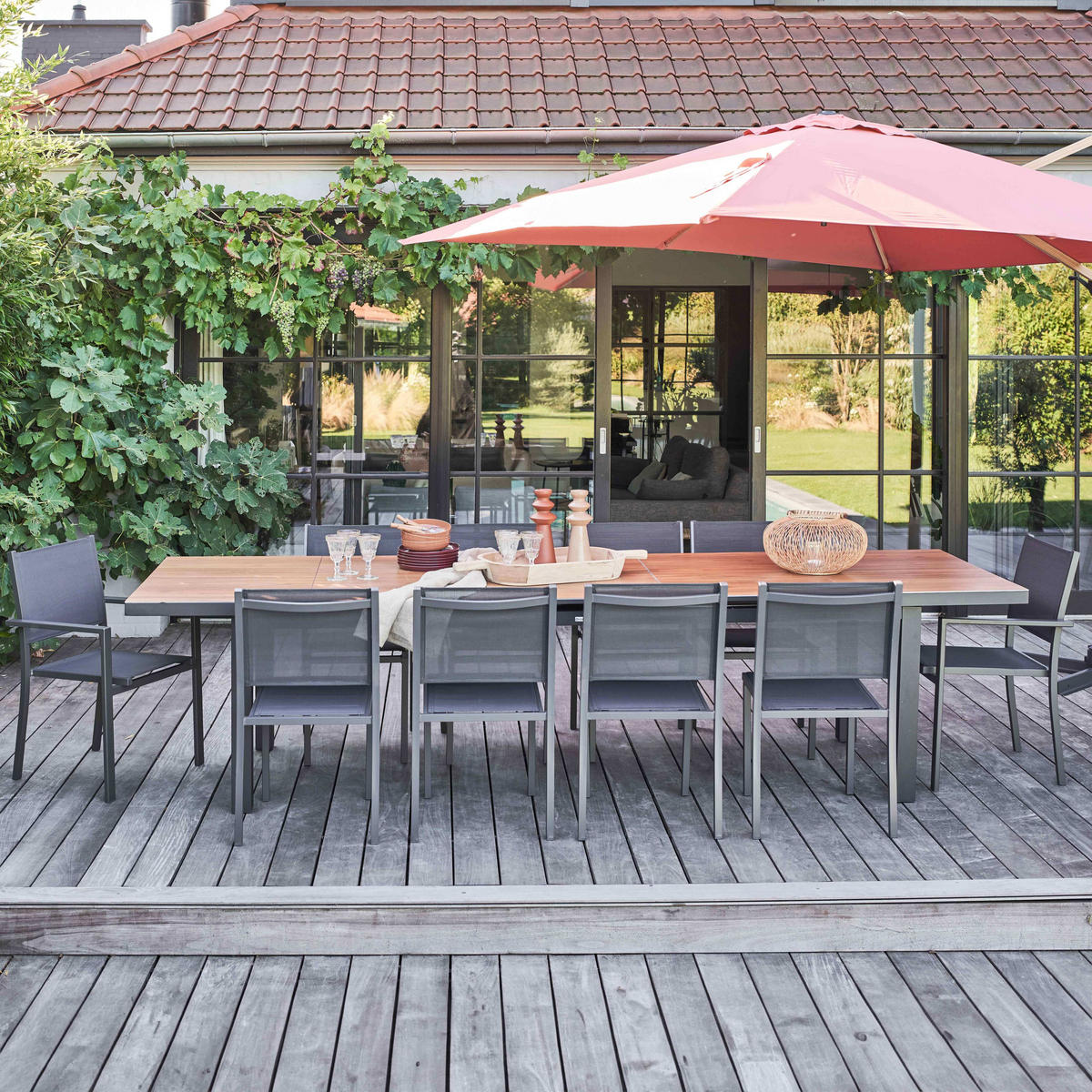 GARTENSET, Schwarz - Braun, Metall - Oviala