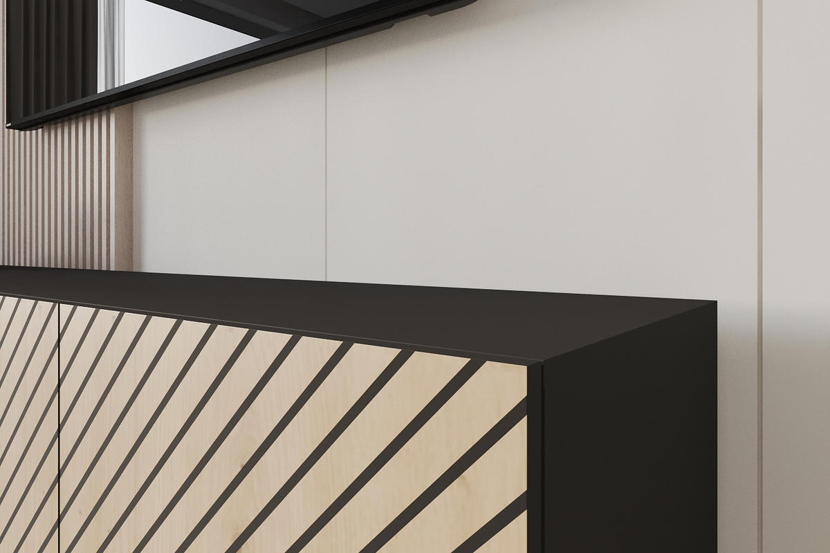 LOWBOARD SENI-W 2x100x40x41 cm - Schwarz / Artisan - Schwarz, Holzwerkstoff (200/40/41cm) - ALTDECOR