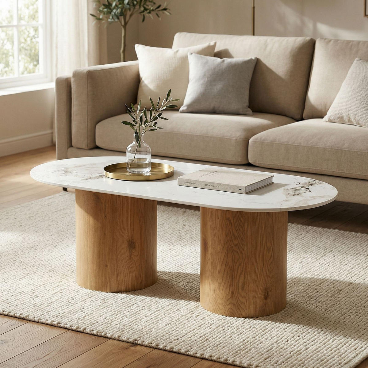 COUCHTISCH REALM Marmor weiß - Weiß, Holzwerkstoff (60/120/45cm) - IDIMEX