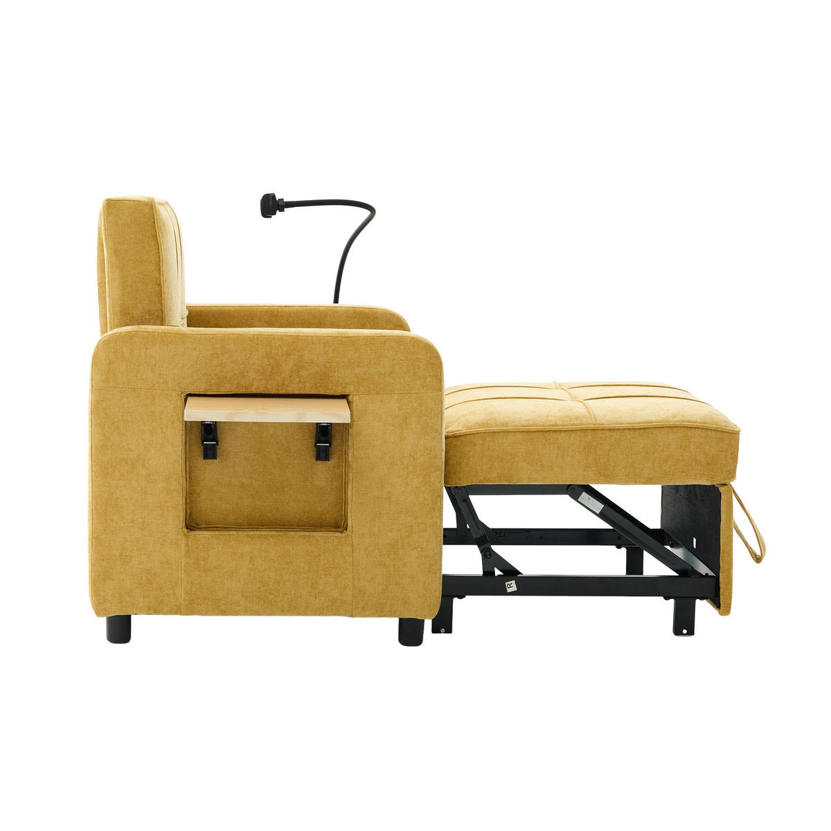 FERNSEHSESSEL Relaxsessel,Polsterliege mit Stauraum,Chenille,Gelb - Gelb, Textil (79/83/167cm) - LVHOM