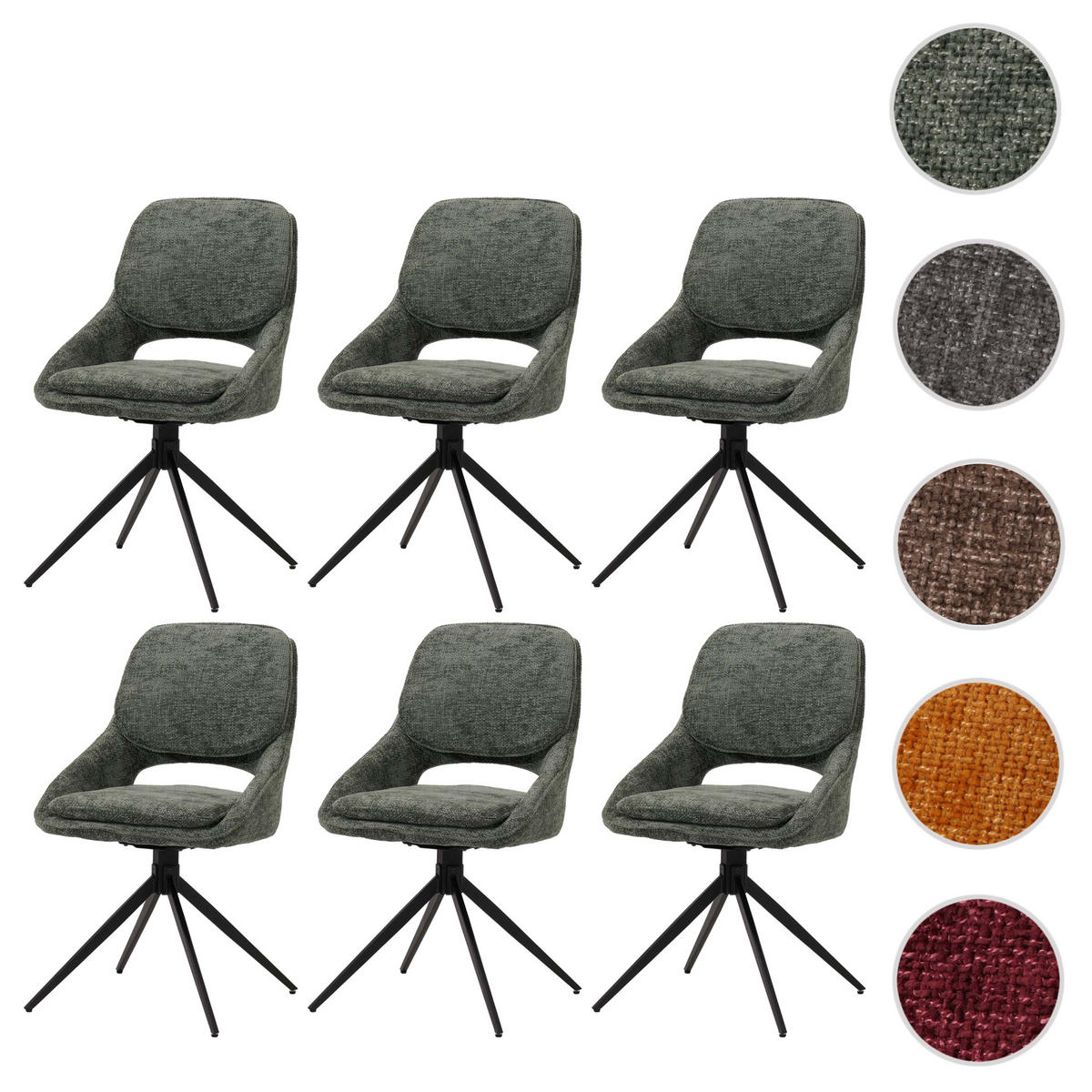 ESSZIMMERSTUHL Grün 6er-Set - Grün, Textil (55/87/55cm) - MCW