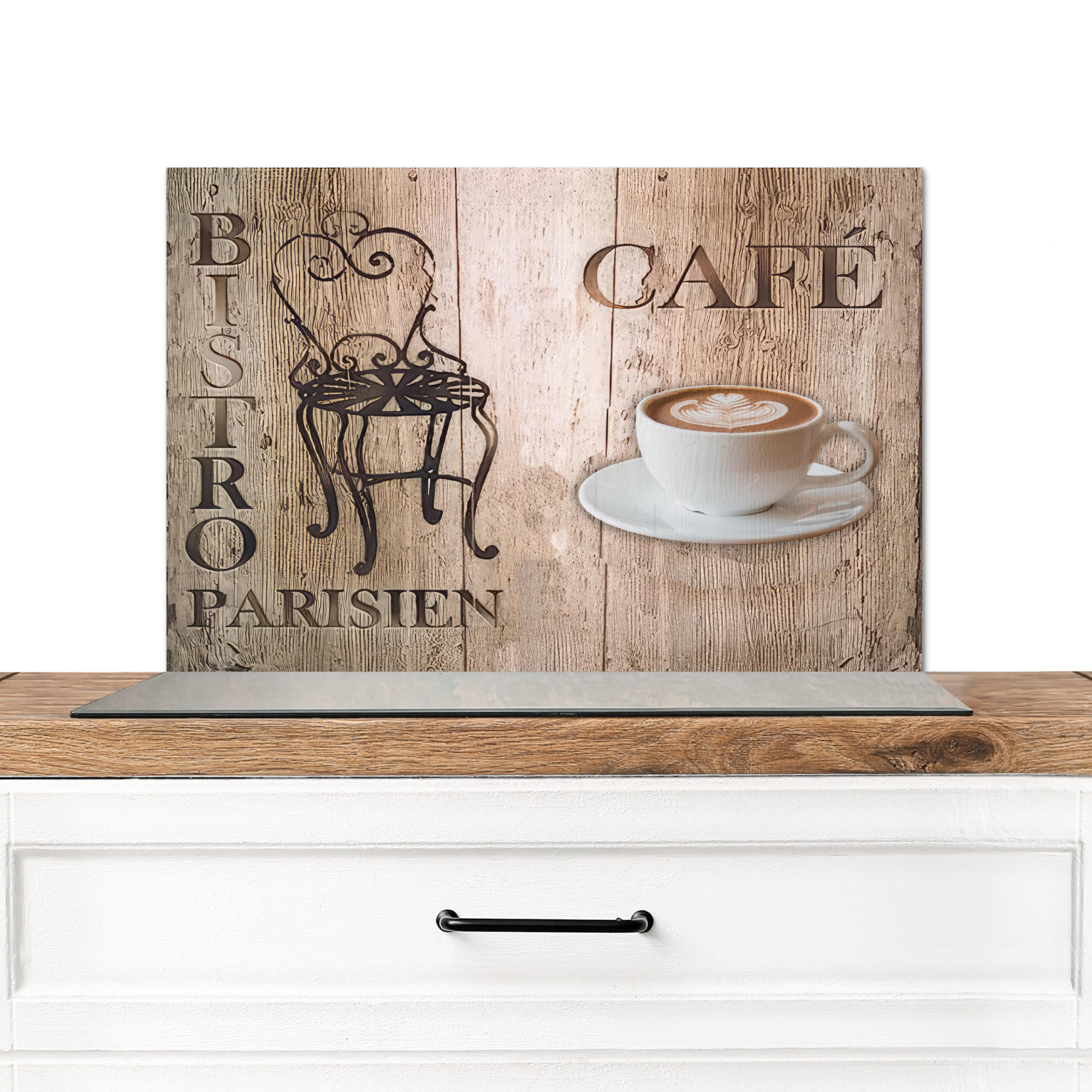 MuchoWow KUCHYŇSKÁ ZÁSTĚNA Bistro Parisien - Kavárna - Káva - Vintage 70x50 cm