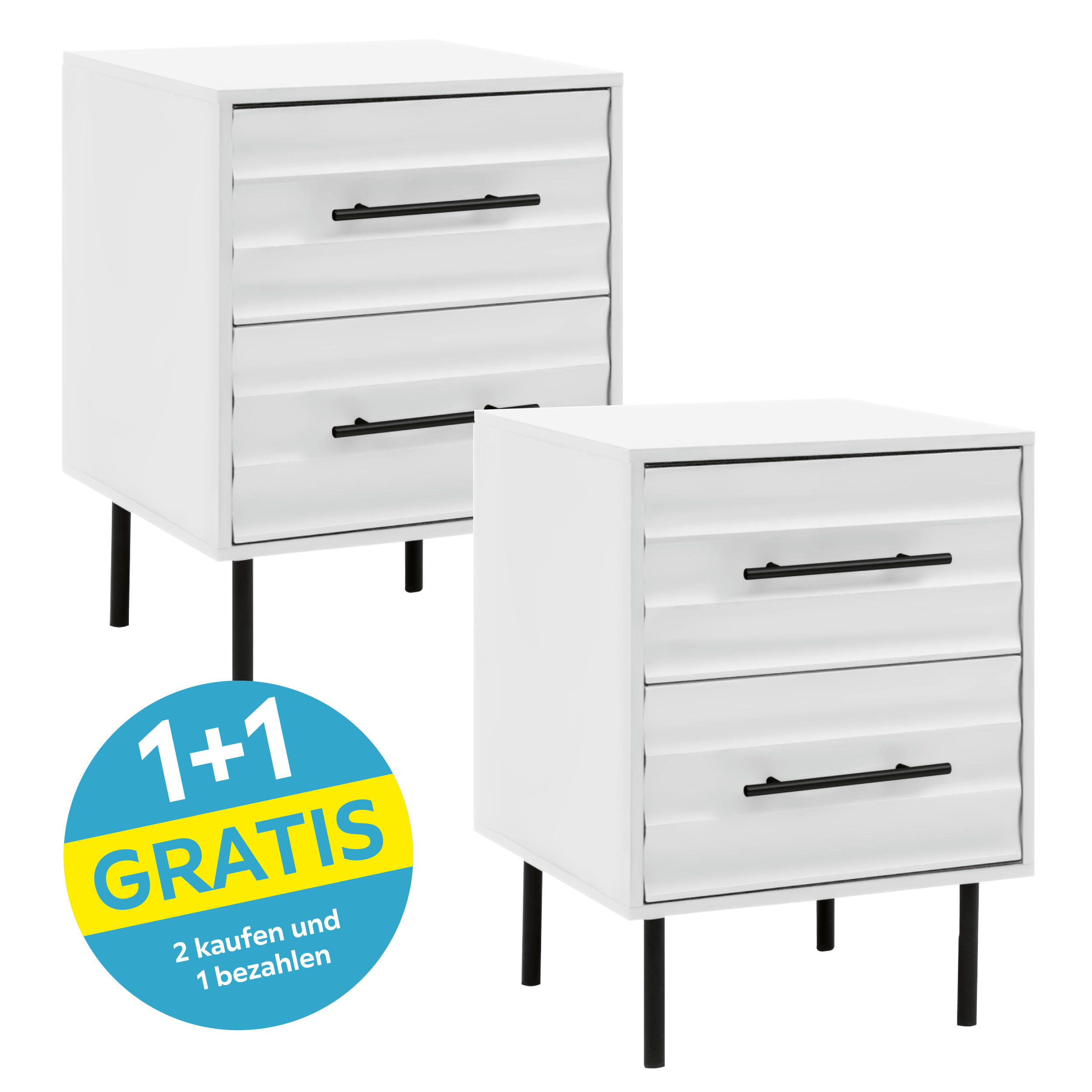 Nachtkästchen Carlton Weiß H: 55 Cm