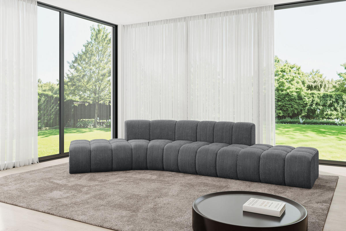ECKSOFA modulares Sofa Solven-L1 - 380x174x70 cm Dunkelgrau - Dunkelgrau, Holzwerkstoff/Textil (380/174cm) - ALTDECOR