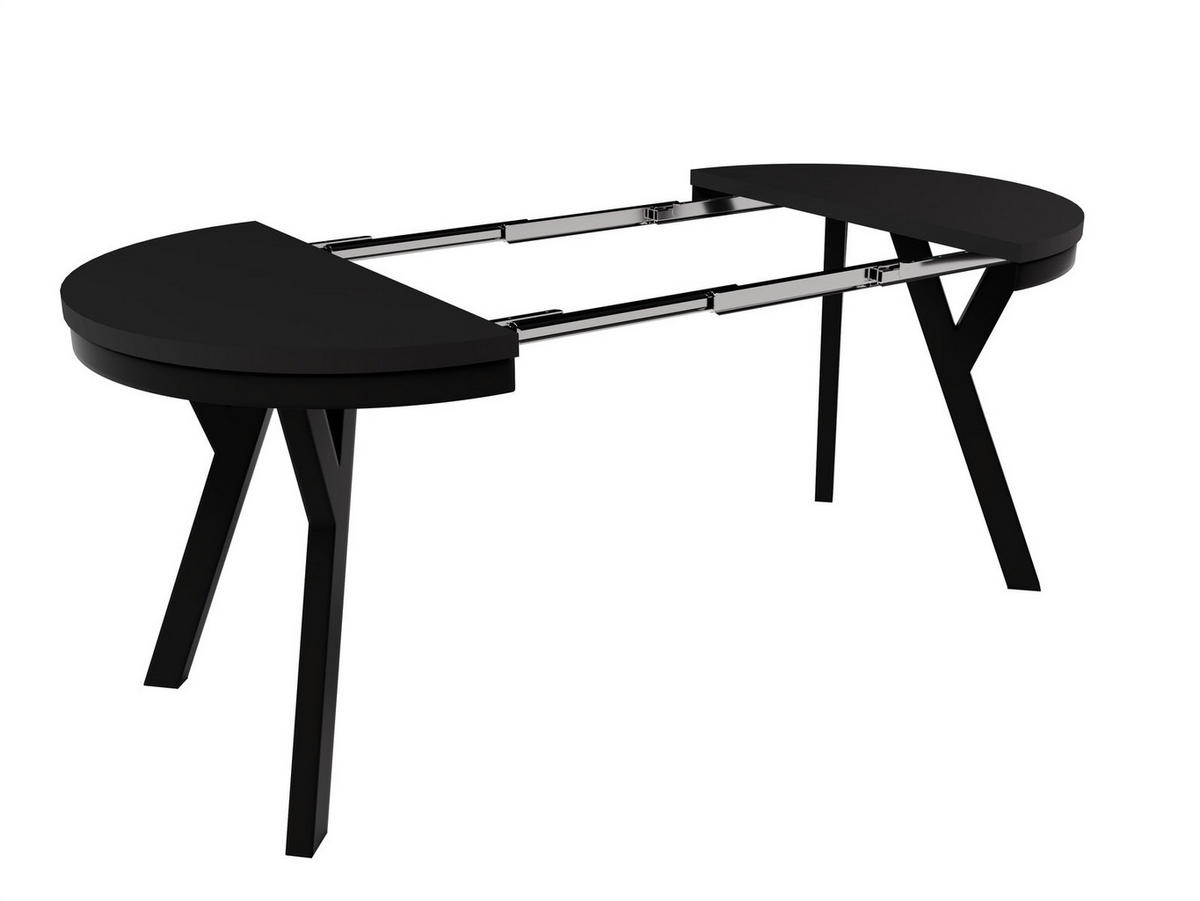ESSTISCH ARI Rund (90-190 cm Ausziehbar Schwarz Matt Metallbeine Loft Design) - Schwarz, Holz/Holzwerkstoff (90/90/76cm) - Ravio