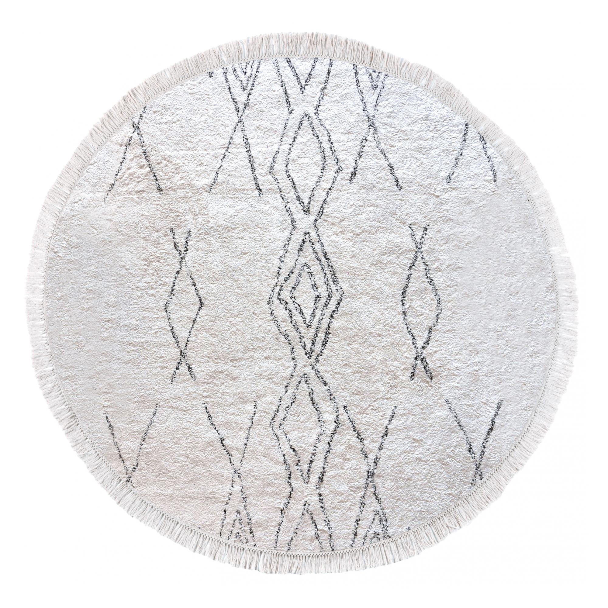 TEPPICH Crimble elfenbein/brikettschwarz diameter 160 cm - Weiß, Textil (160/160cm) - The Rug Republic