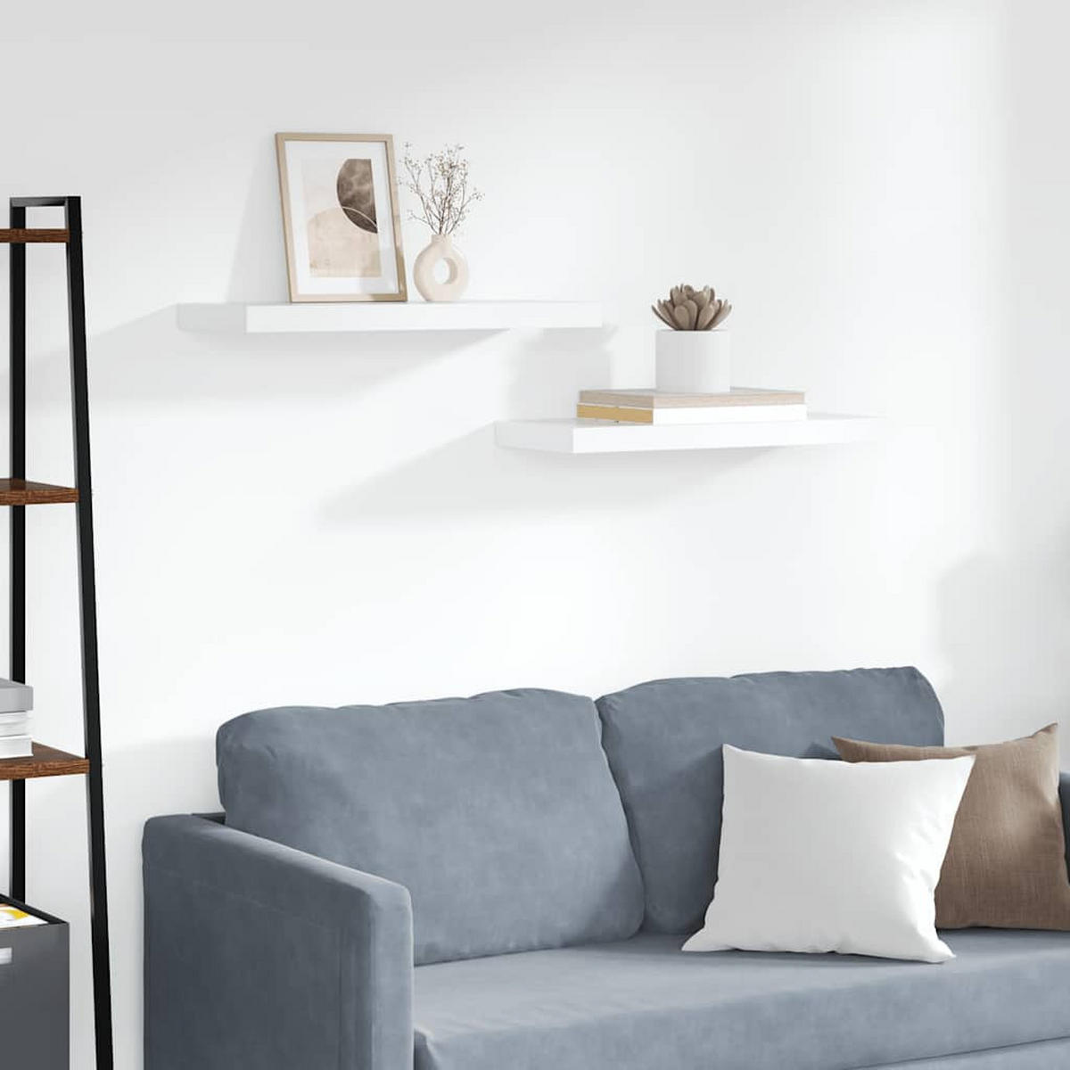 WANDBOARDSET 2-teilig 60/23,5/3,8 cm aus MDF Weiß Max. Belastbarkeit 7 KG - Weiß, Holzwerkstoff (60/3.8/23.5cm) - vidaXL