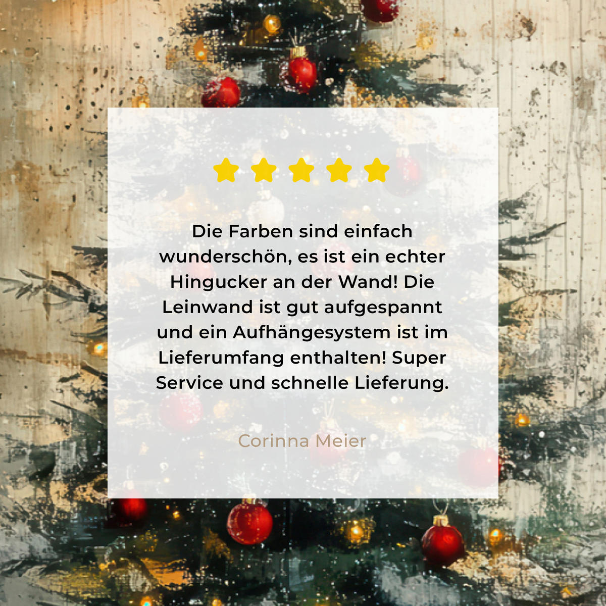 LEINWANDBILD Weihnachtsbaum - Vintage - Weihnachten - Geschenk Gemälde 60x40 cm - Rostfarben, Textil (60/40cm) - MuchoWow