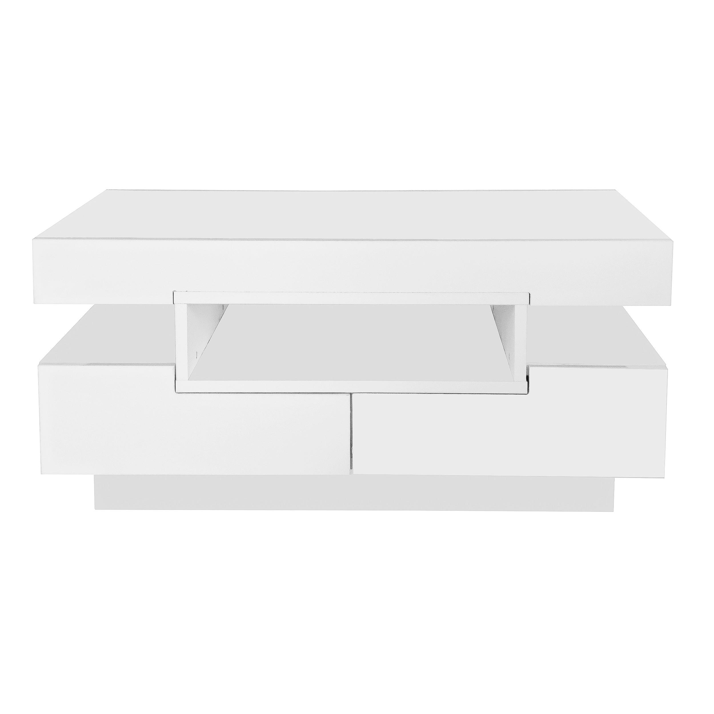 COUCHTISCH Weiß LED-Beleuchtung 80/50/36 cm - Weiß, Holzwerkstoff (50/80/36cm) - PANGIVO