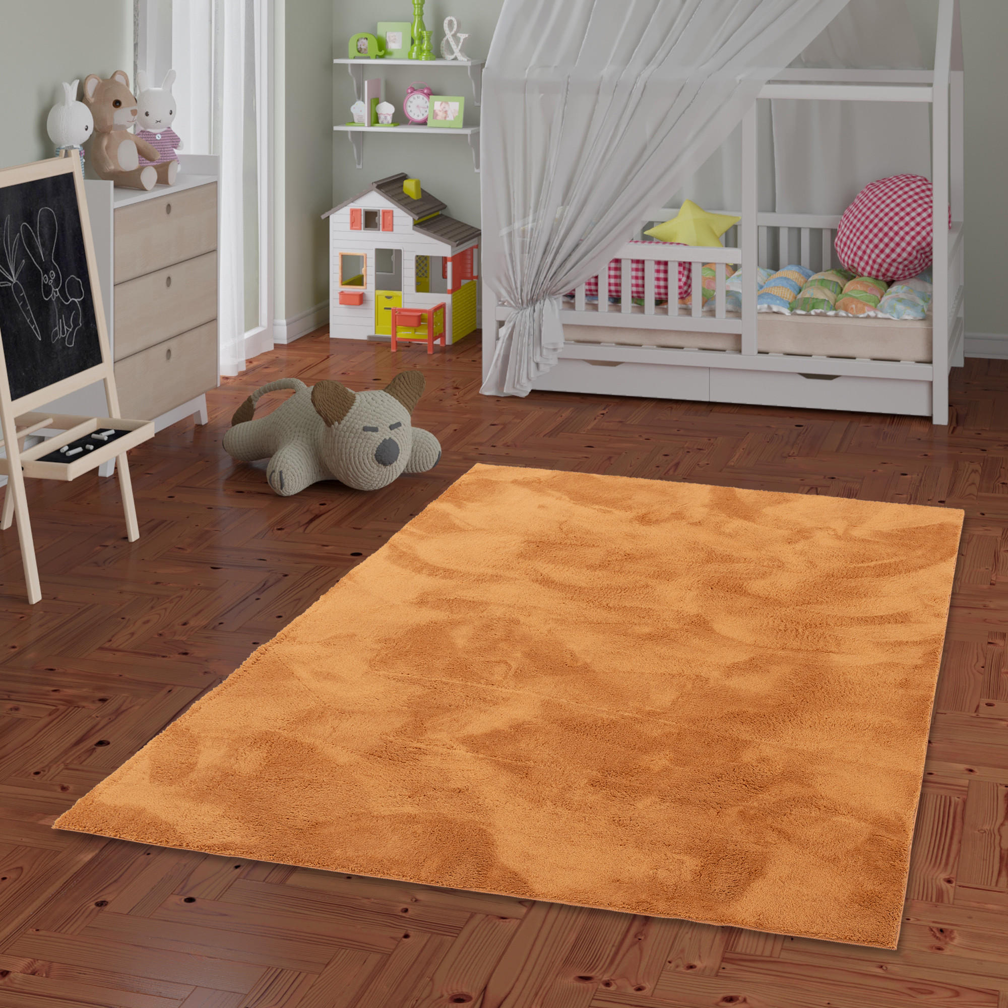 KINDER SUPER SOFT FELLTEPPICH PEARL KIDS - Orange, Textil (80/150cm) - Pergamon