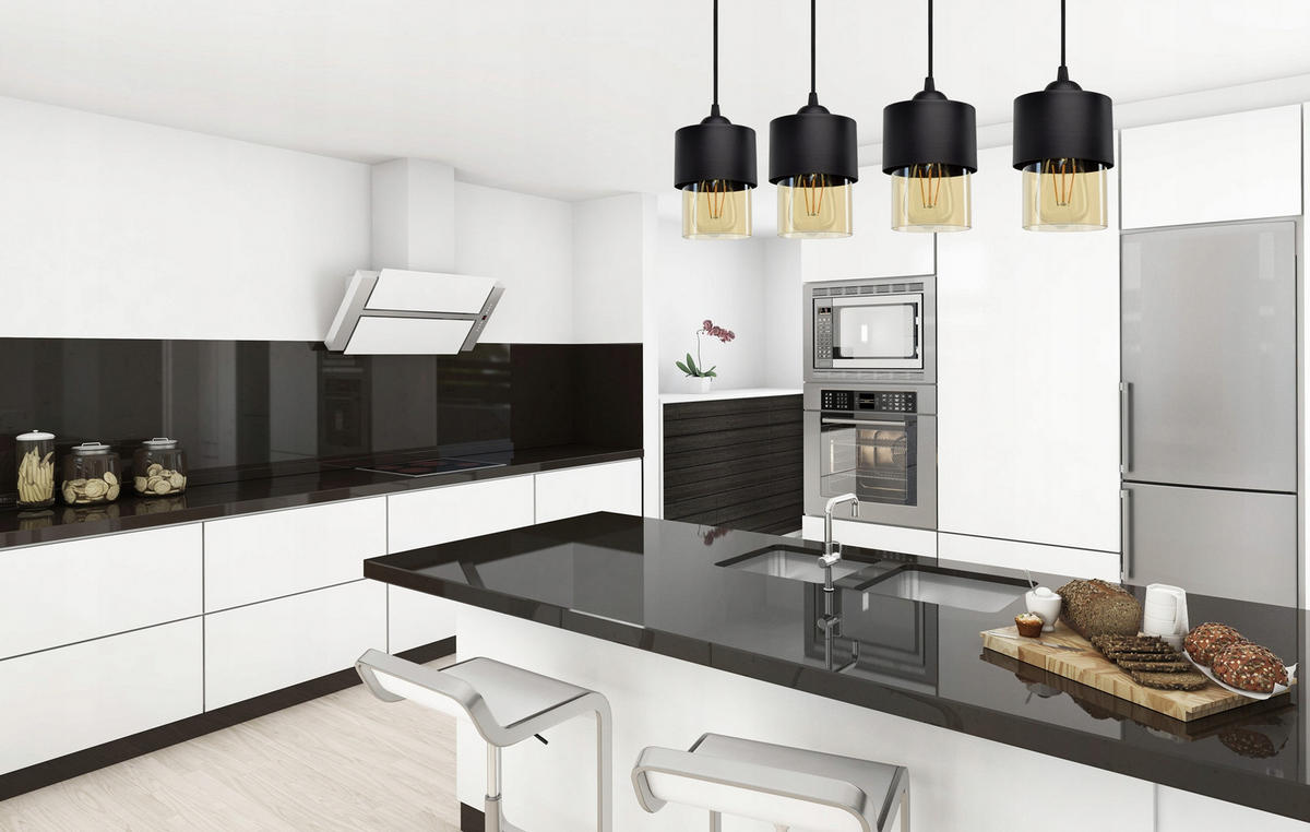 PENDELLEUCHTE Hege - Transparent/Schwarz, Glas/Metall (12/65/80cm) - kiki design