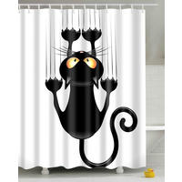 DUSCHVORHANG Katze humorvoll wasserdicht Stoff mit Haken für Badezimmer 150 x 180 cm - Multicolor, Textil (150/180cm) - MCBOSON