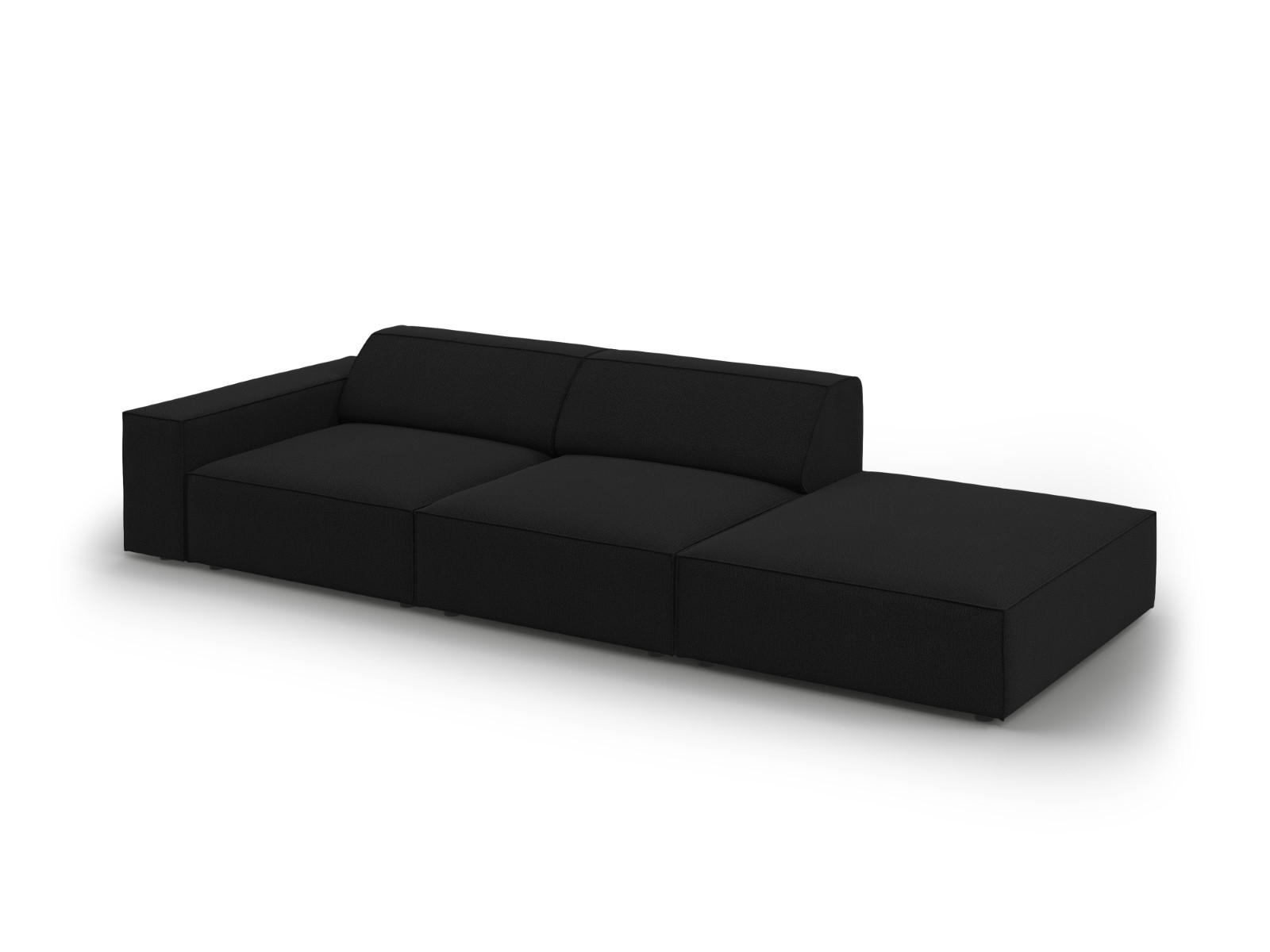 SOFA Jodie aus strukturiertem Stoff schwarz 3 Sitzplätze - Schwarz, Textil (102/70/262cm) - Micadoni