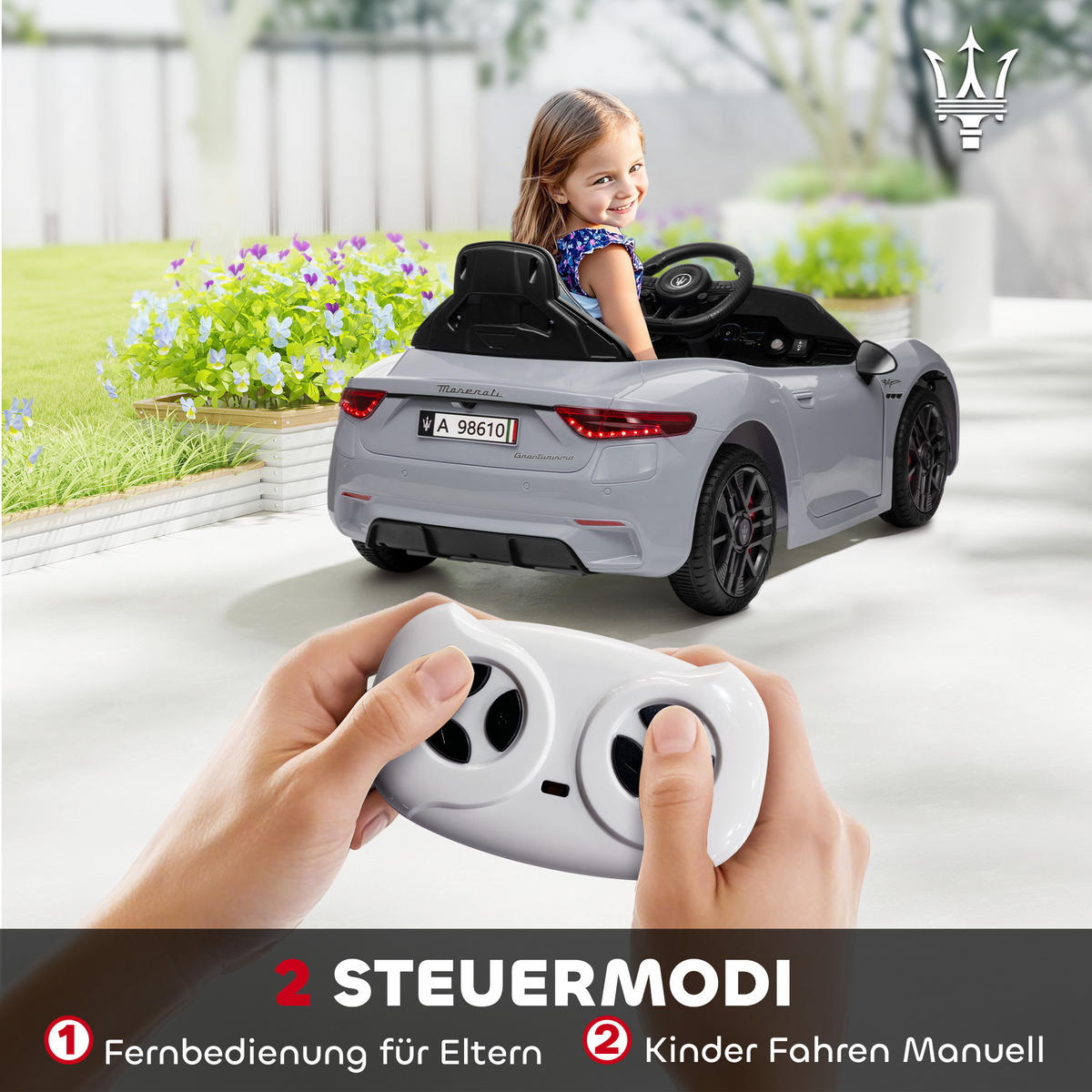 KINDER Elektroauto 12V Kinderauto mit 2,4 GHz Fernbedienung, 2 Motor, Grau - Grau, Kunststoff (98/59/43cm) - AIYAPLAY