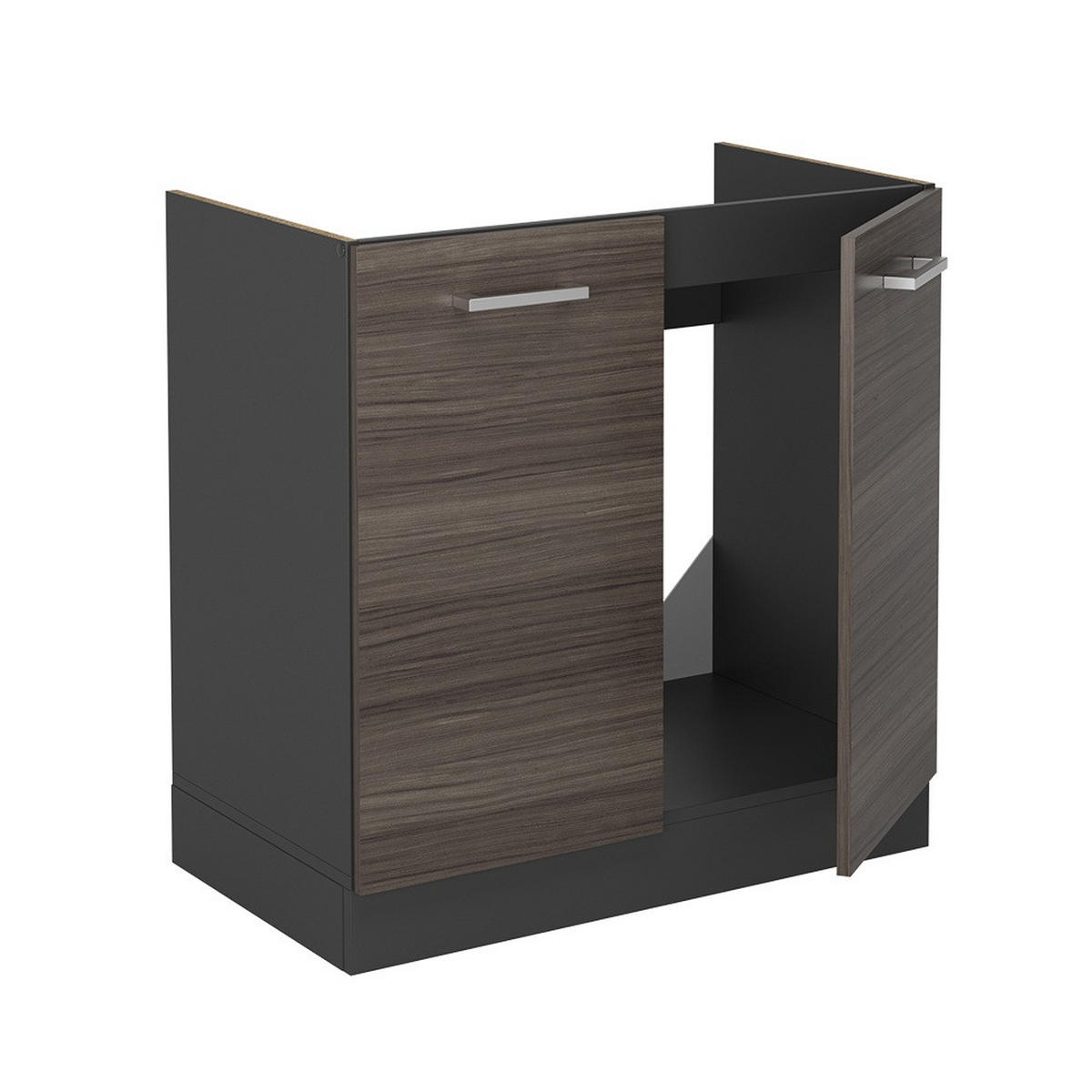 SPÜLENUNTERSCHRANK R-Line Edelgrau 80 cm , AP Eiche - Anthrazit/Braun, Holzwerkstoff (80/81.6/60cm) - Vicco