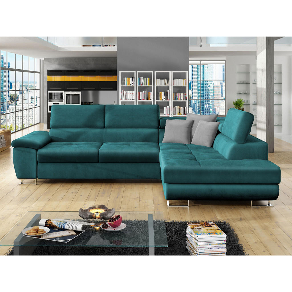 Thumbnail - Mirjan24 Ecksofa, Türkis, Textil, 6-Sitzer, Ottomane rechts, L-Form,Rechteckig, 270x202 cm, Wohnzimmer, Sofas & Couches,...