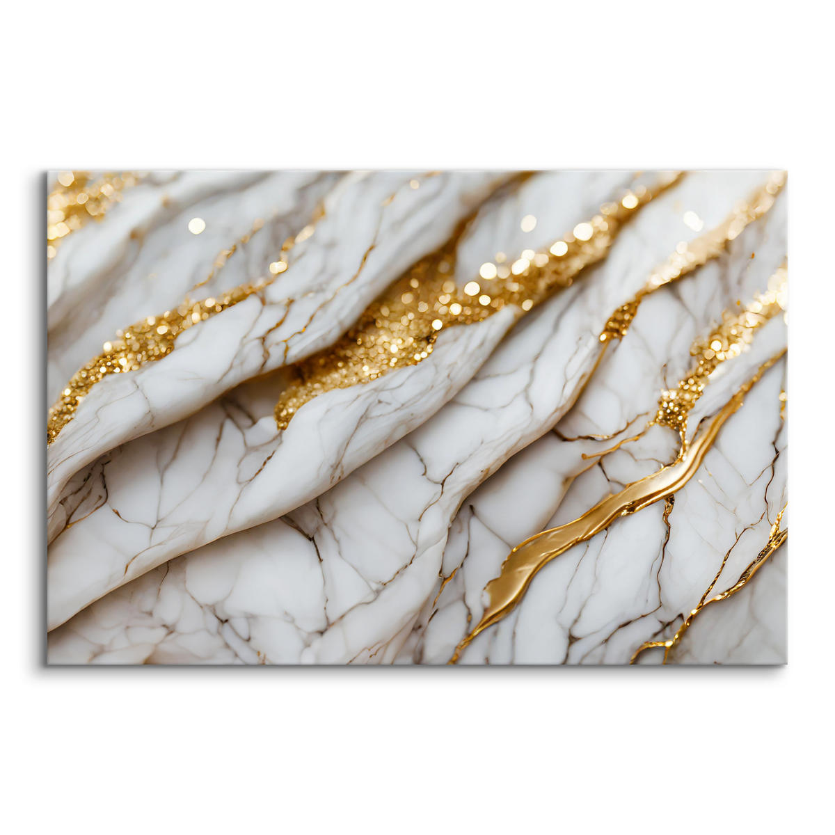 LEINWANDBILD für Büro MARMOR Abstraktion 3D 120/80 cm - Weiß/Grau, Textil (120/80cm) - Muralo