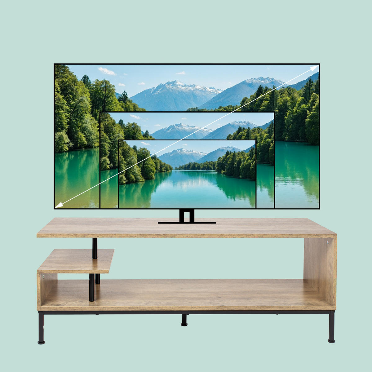 TV-LOWBOARD - Schwarz, Holzwerkstoff/Metall (106/40/39.5cm) - Relaxdays