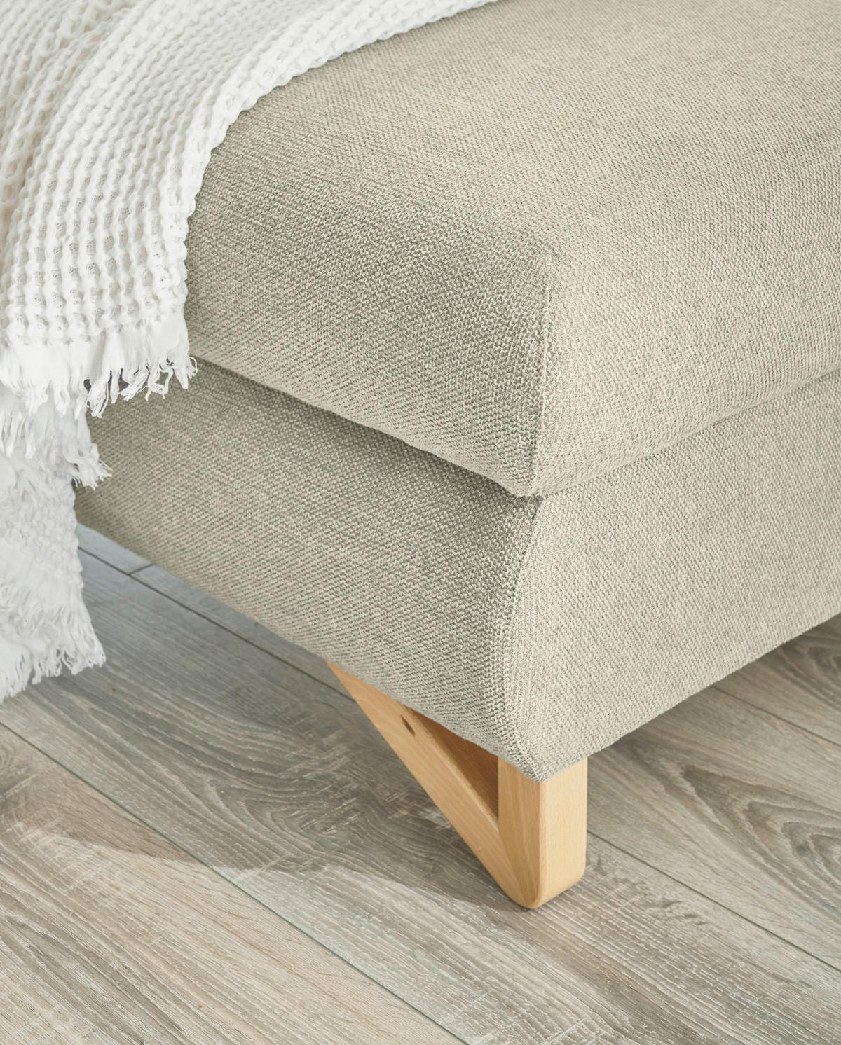 ECKSOFA beige Struktur-Stoff, Wohnzimmer Sofa - Beige, Holz/Textil (166/284cm) - Furn.Design