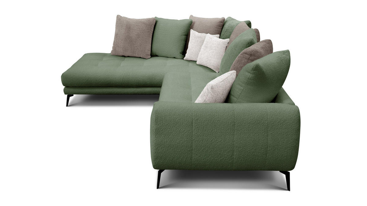 ECKSOFA CALME 5-Sitzer, olive und beige - Olivgrün, Holz/Textil (294/229cm) - Courtois Laville