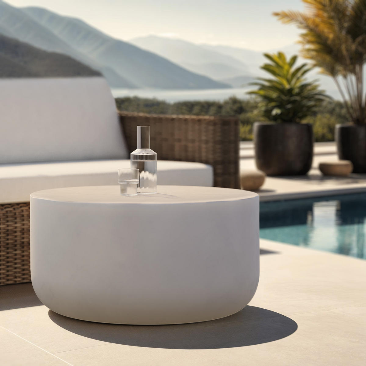 COUCHTISCH rund Ronan, 80 x 39, 5 cm, weiß - Weiß, Keramik (80/80/39.5cm) - tectake