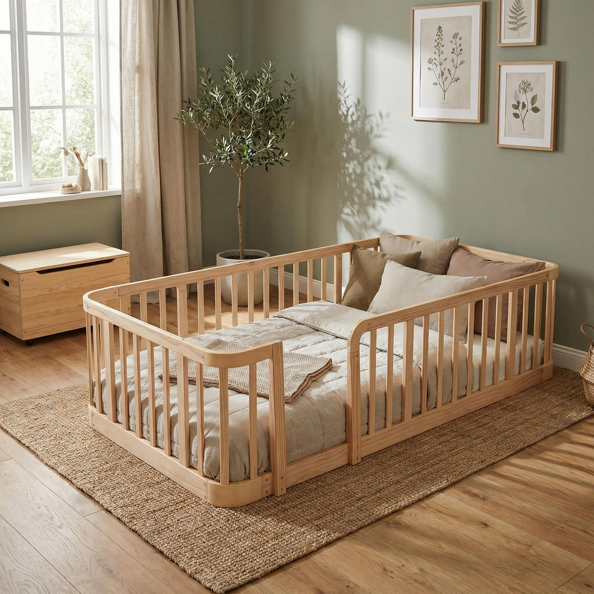 BODENBETT 90/200 cm DE-33064 modular und sicher Natur - Naturfarben, Holzwerkstoff (90/200cm) - ComfortXL