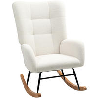 SCHAUKELSTUHL 94/70/100 cm cremeweiß aus Lammfell-Optik mit Armlehnen - Creme, Textil (70/100/94cm) - OKWISH