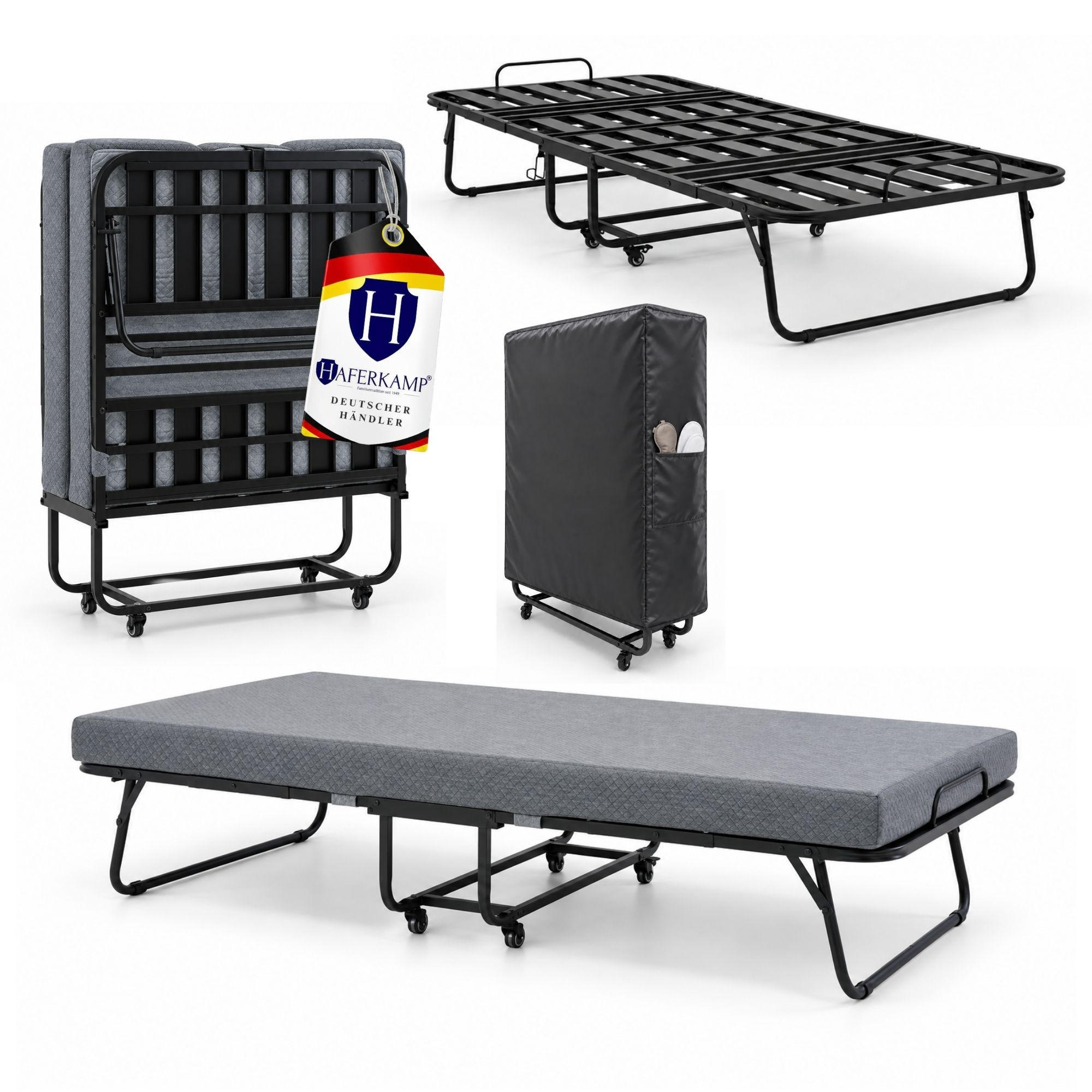 KLAPPBETT RESTO inkl. Premium Matratze 250kg Faltbar Gästebett TxB 90x200cm Anthrazit - Anthrazit, Metall