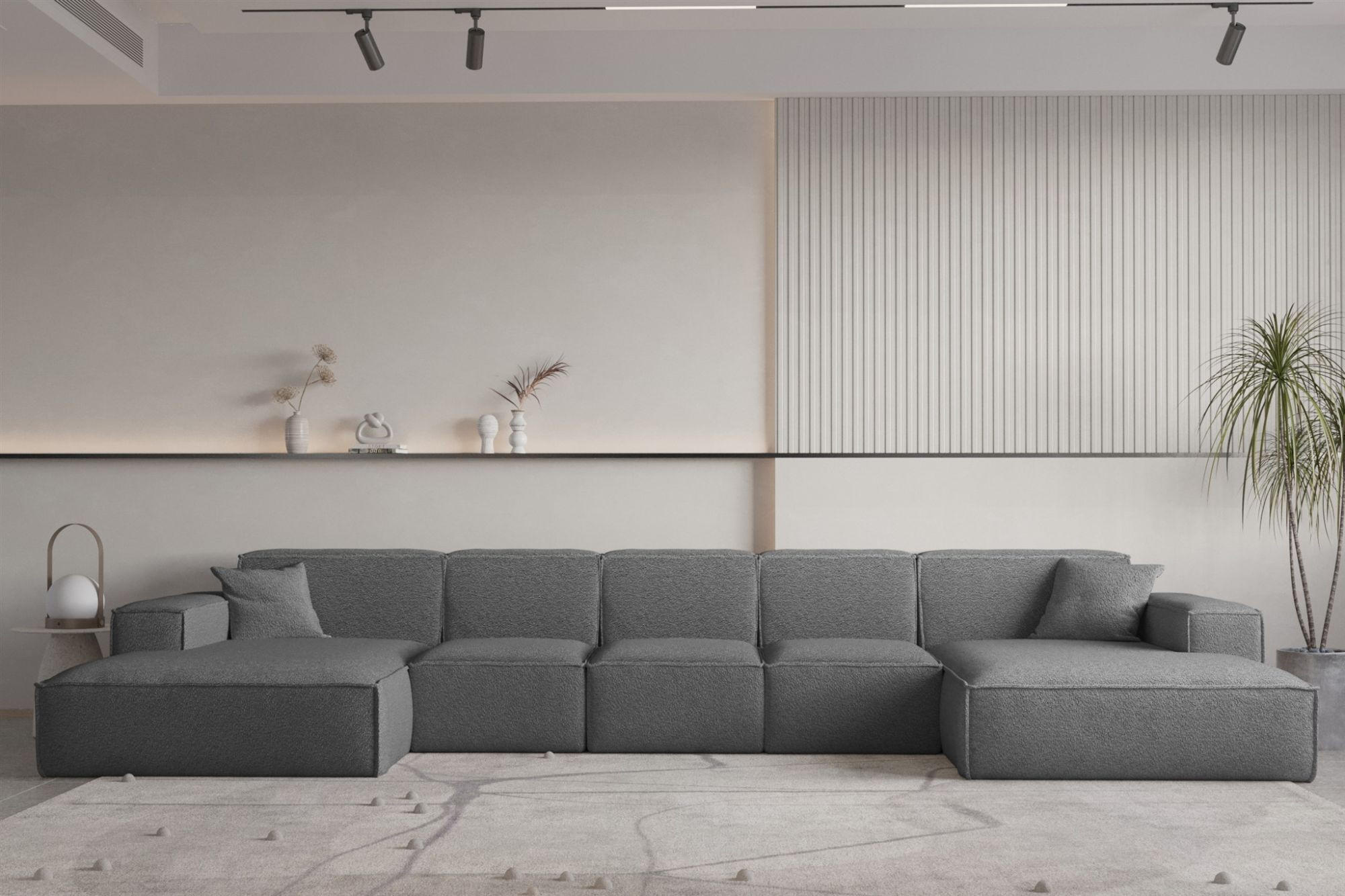 WOHNLANDSCHAFT Celes Premium Xl Bukla - Graphitfarben, Holzwerkstoff/Textil (462/73/165cm) - Fun Möbel
