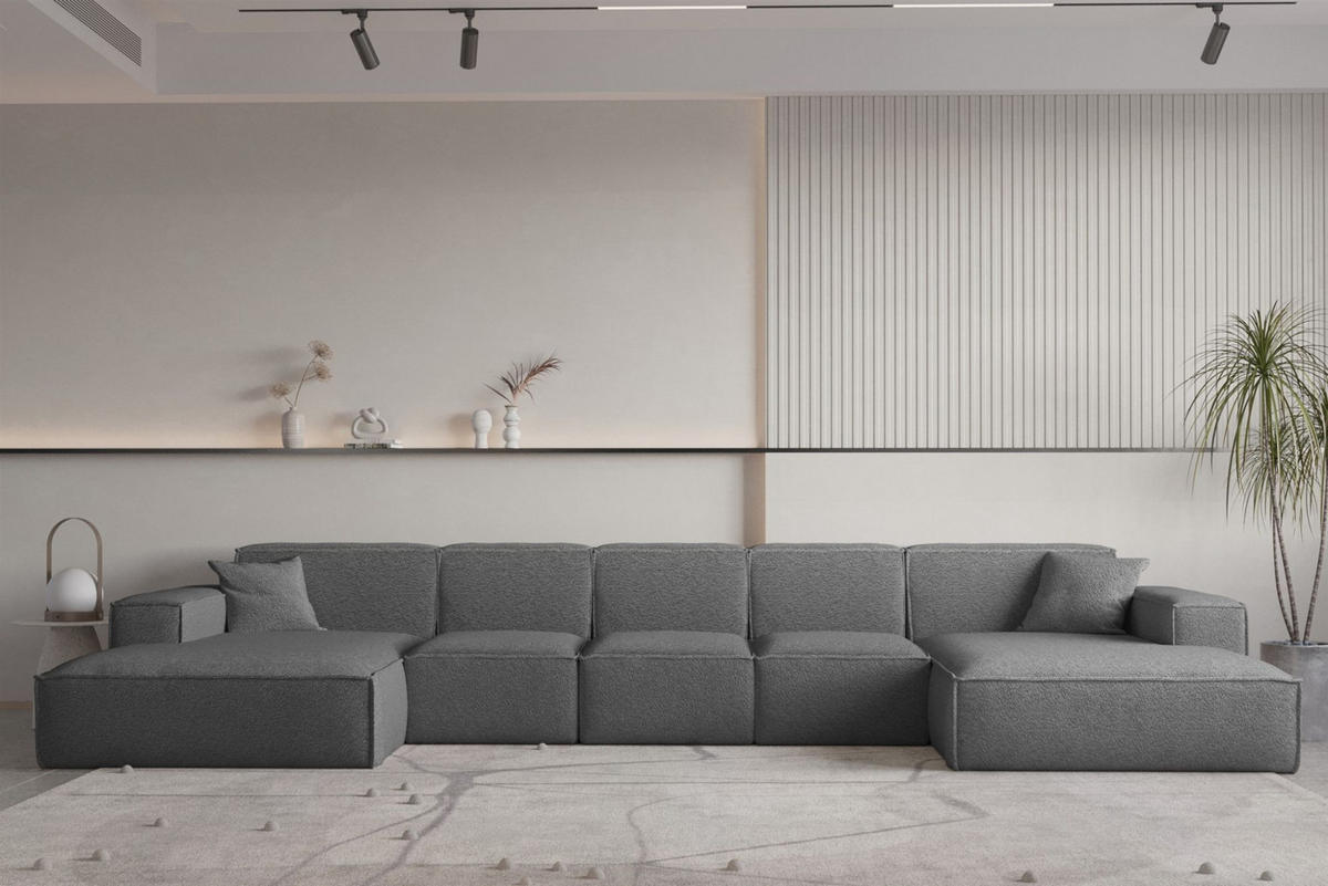 WOHNLANDSCHAFT Celes Premium Xl Bukla - Graphitfarben, Holzwerkstoff/Textil (462/73/165cm) - Fun Möbel