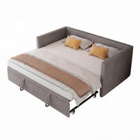 SCHLAFSOFA Samt grau ausziehbar mit Gästebett Funktion 3-fach umwandelbar Tagesbett mit Rollen - Grau, Metall (183/74/213cm) - Joyfair
