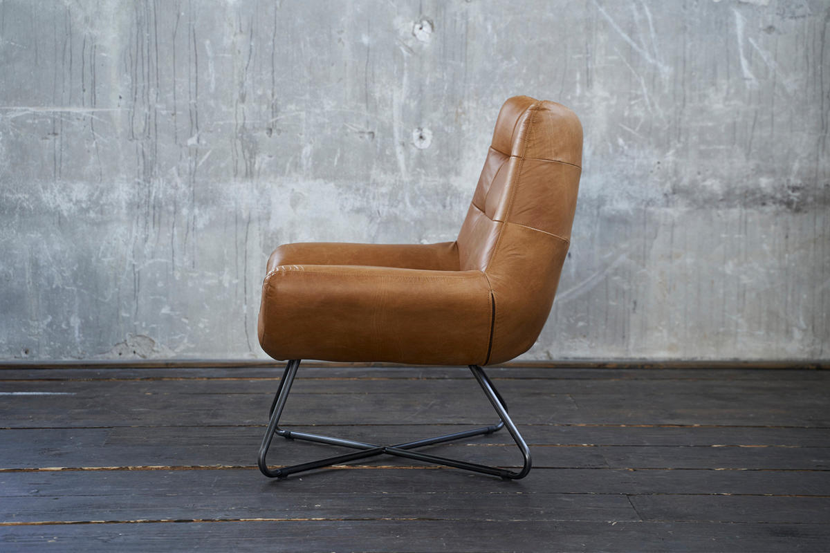 SESSEL SNOOZE Braun Leder - Dunkelbraun/Silberfarben, Leder (82/93/76cm) - KAWOLA