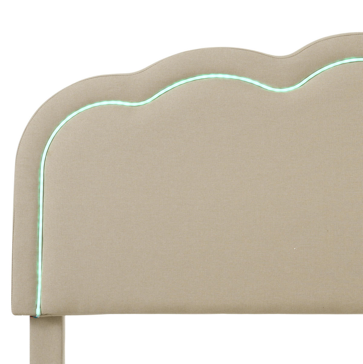 POLSTERBETT 90/200 cm Beige aus Leinen mit LED-Kopfteil - Beige, Textil (90/200cm) - OKMYHOME