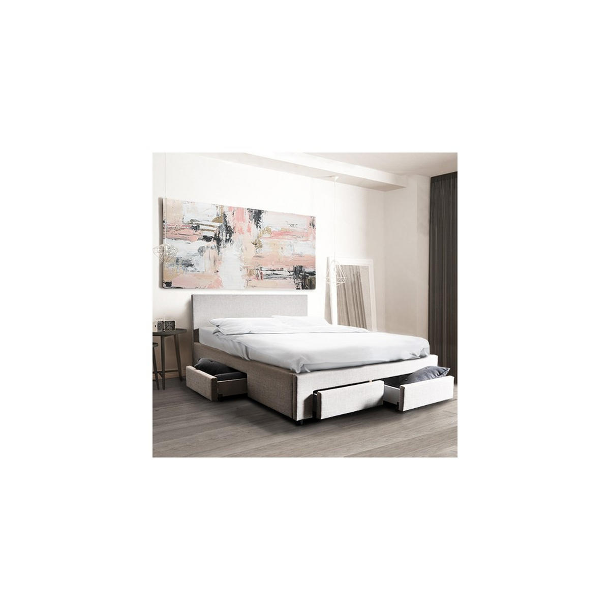 BETT LUGANO mit Schubladen/ Bett 160x200 - Hellgrau - Grau, Holzwerkstoff (160/200cm) - Weber Industries