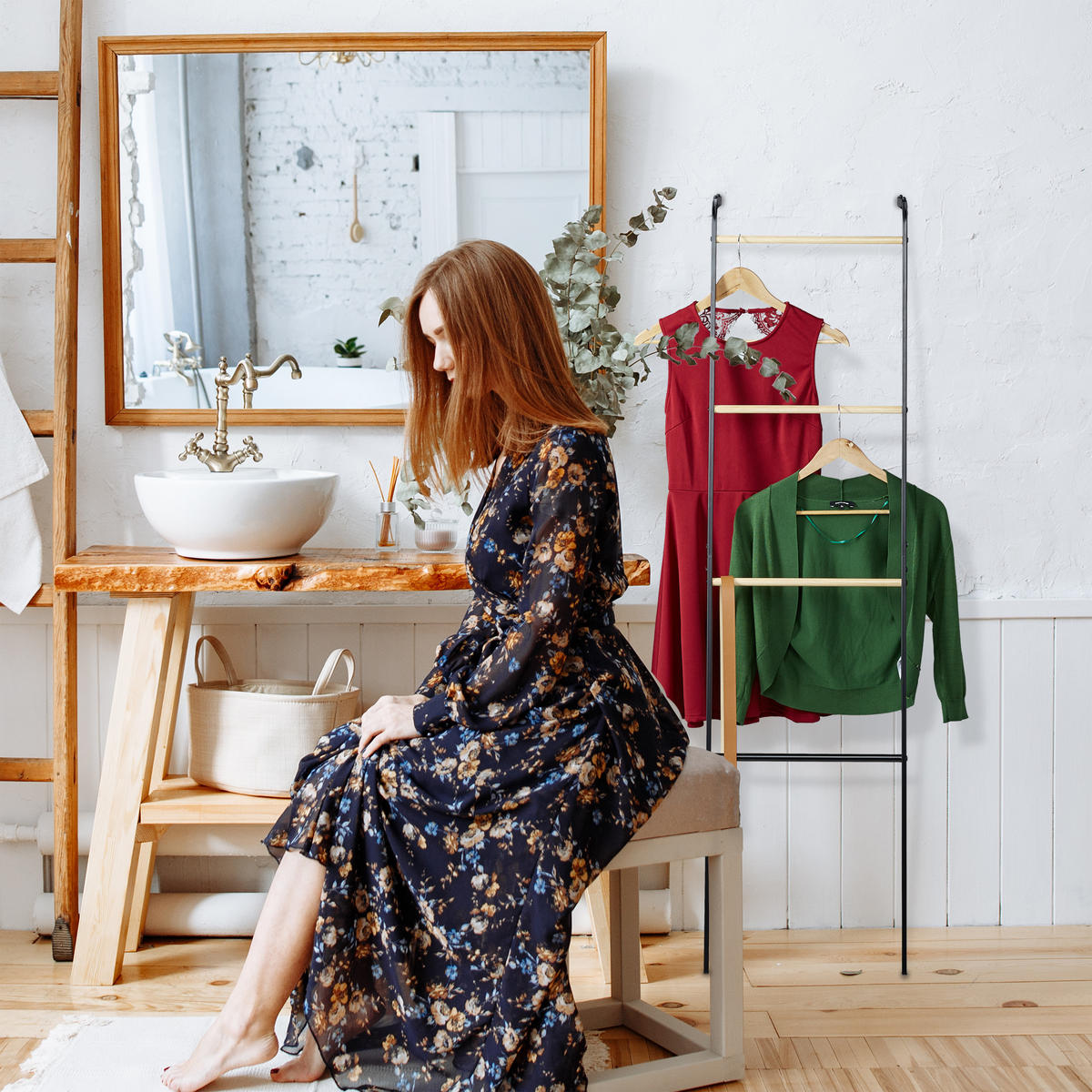 UTERÁKOVÝ stojan - čierna, kov (40/160/26cm) - Relaxdays