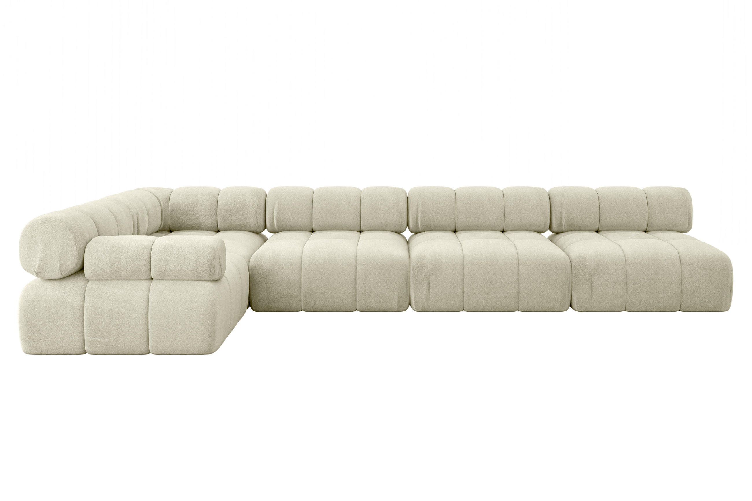 ECKSOFA modulares Sofa Mende-L3 - 380x190x70 cm Beige Velours - Beige, Holzwerkstoff/Textil (380/190cm) - ALTDECOR