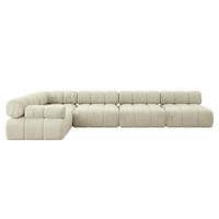 ECKSOFA modulares Sofa Mende-L3 - 380x190x70 cm Beige Velours - Beige, Holzwerkstoff/Textil (380/190cm) - ALTDECOR