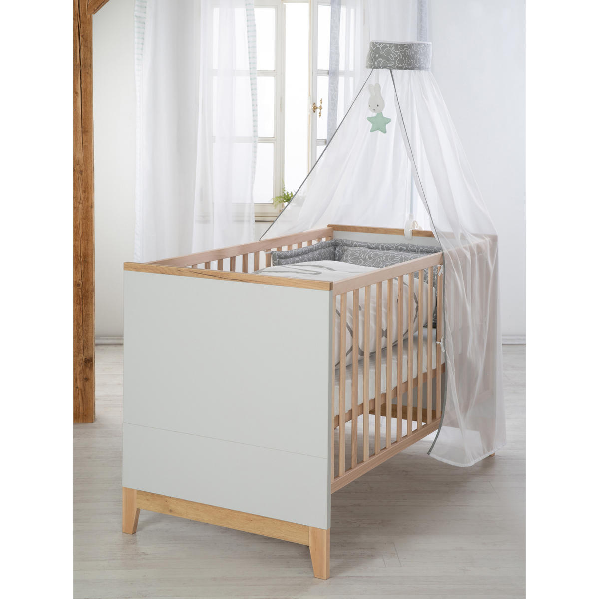 BABYZIMMER-SET Caro I, 3-teilig - Hellgrau, Holzwerkstoff (78/89/144cm) - Roba