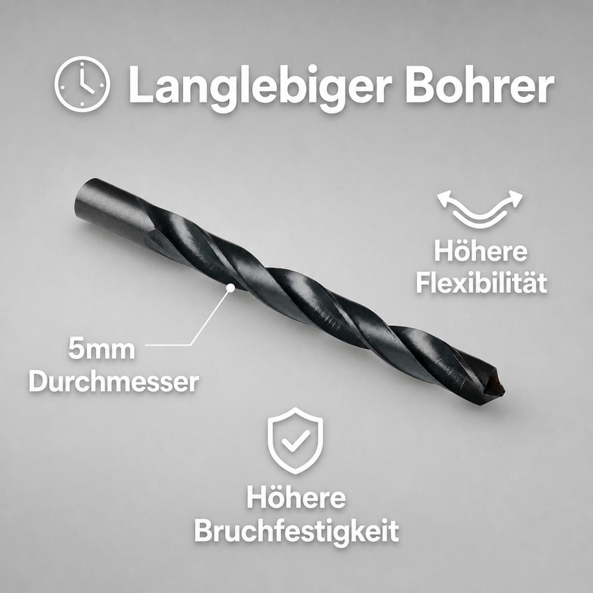 SPIRALBOHRER 5mm - Schwarz, Metall (13/1/1cm) - KLASEBO