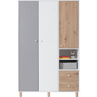 DREHTÜRENSCHRANK SANNIO 120/190/50cm 3-türig Weiß - Eiche Artisan/Weiß, Holzwerkstoff (120/190/50cm) - MASSENO