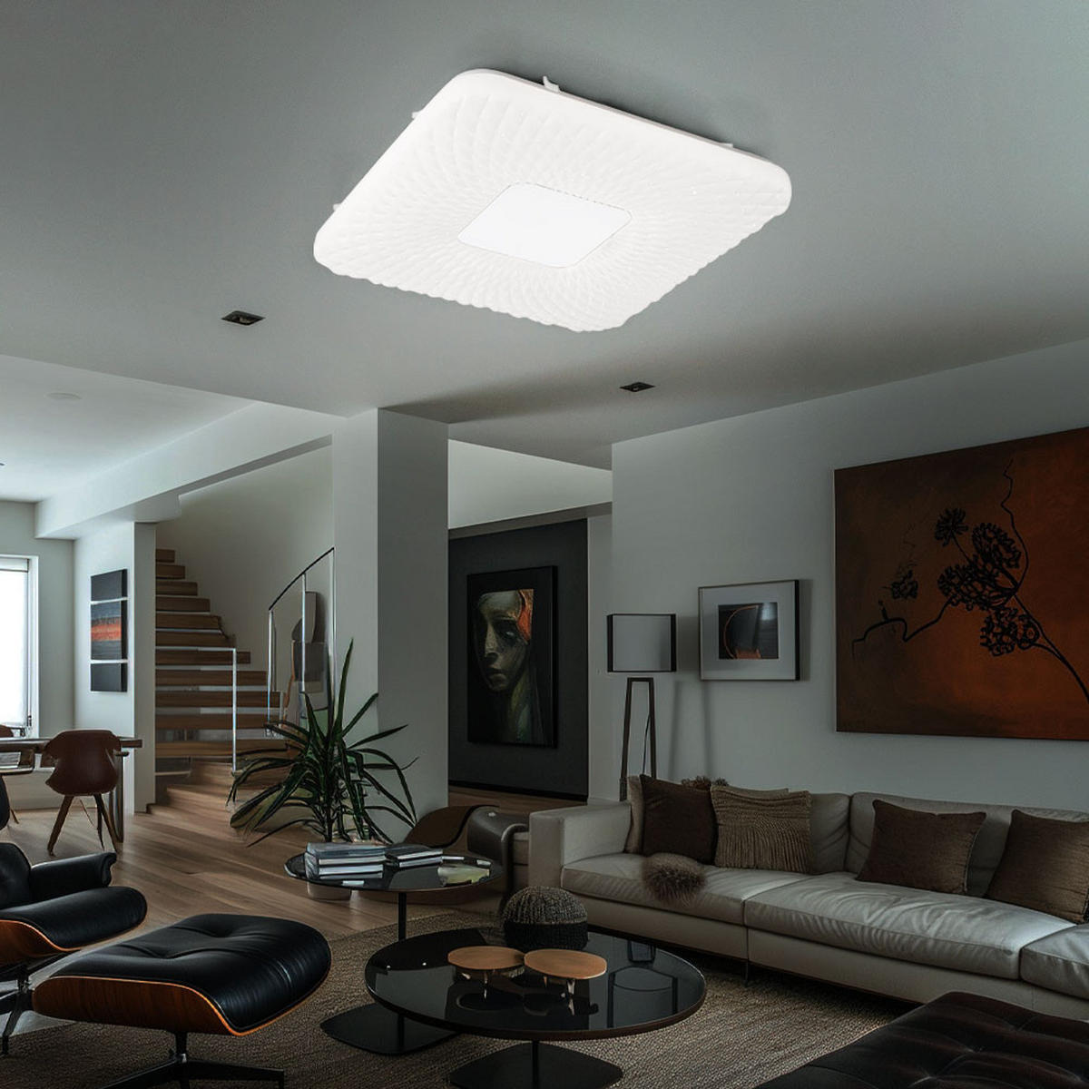 LED DECKENLEUCHTE FINDUS Weiß Metall - Weiß, Metall (43/43/4.6cm) - Globo Lighting