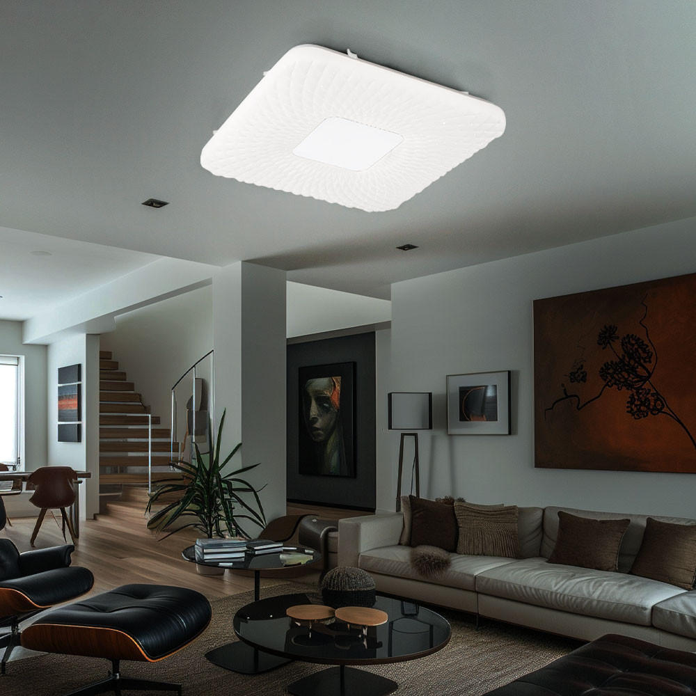 Thumbnail - Globo Lighting Led, Weiß, Metall, 43x4.6x43 cm, Lampen & Leuchten, LED Beleuchtung, LED-Deckenleuchten