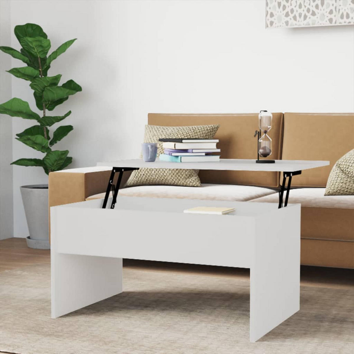 COUCHTISCH Hochglanz-Weiß 80x50,5x41,5 cm Holzwerkstoff - Weiß, Holzwerkstoff (80/50.5/41.5cm) - furnicato