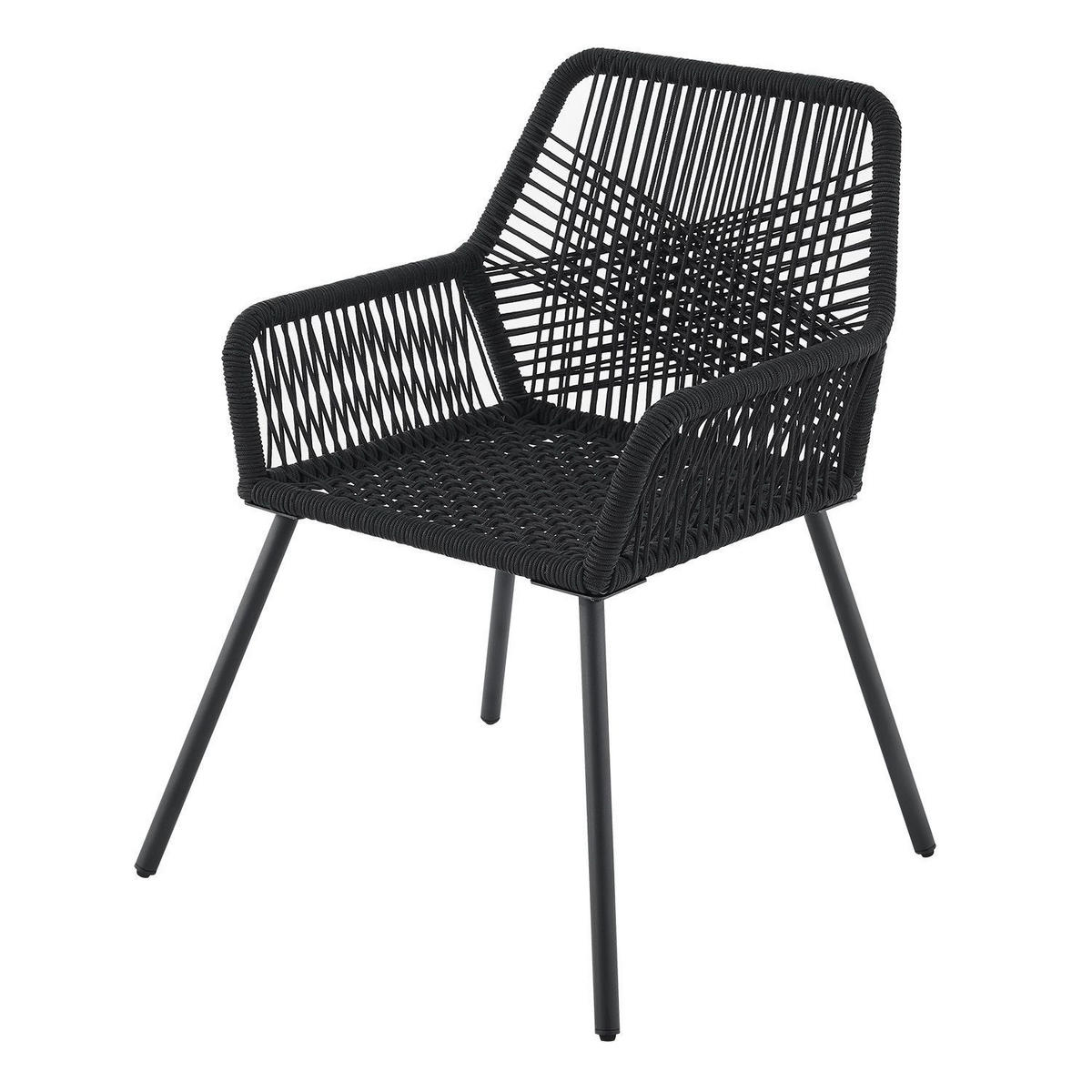 GARTENSTÜHLE Rope Kastos schwarz (2er-Set) - Schwarz, Metall (57/86/61cm) - Juskys