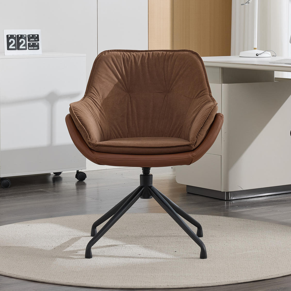 STUHL Kunstleder mit 360°-Drehfunktion, DE-42311, Braun - Braun, Metall (66/80/67.5cm) - ComfortXL