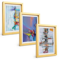 BILDER SET 3er Set - 20x30 cm Goldrahmen - Abstrakte Gemäldekompositionen - Goldfarben, Kunststoff (20/30cm) - TULUP