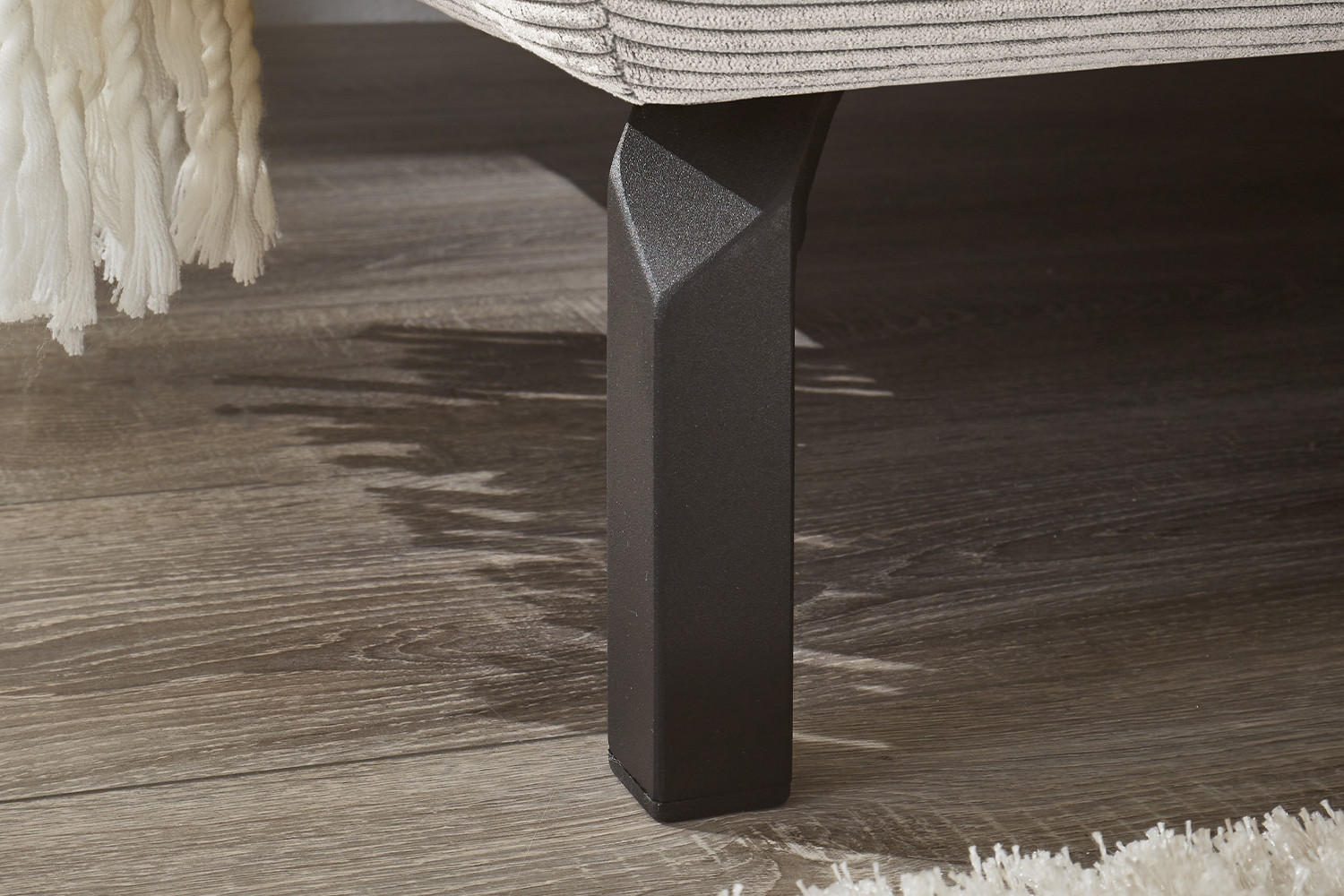 ECKSOFA DELIA Silber Cord - Silberfarben/Schwarz, Textil/Metall (276/219cm) - KAWOLA