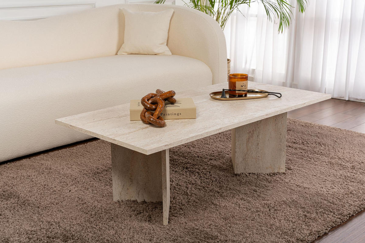 COUCHTISCH sabin Travertine - Beige, Holz (60/119/40cm) - Habitat Garten