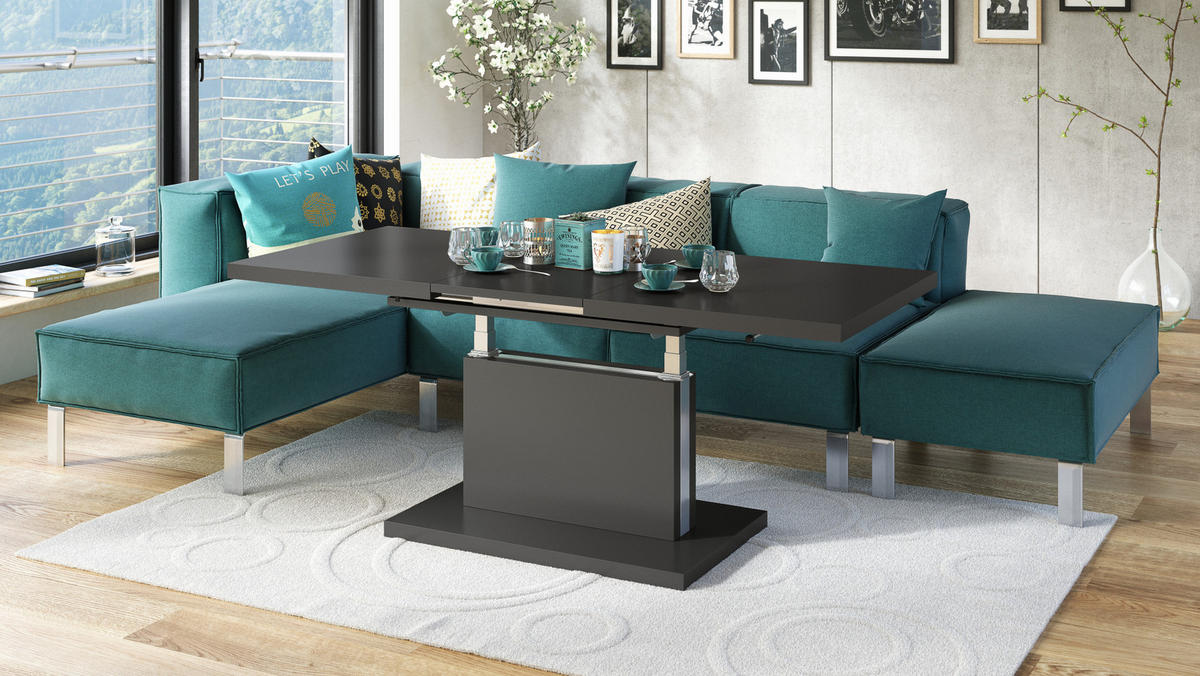 COUCHTISCH rechteckig Anthrazit matt ausziehbar höhenverstellbar - Anthrazit, Holzwerkstoff (80/120/56cm) - designimpex